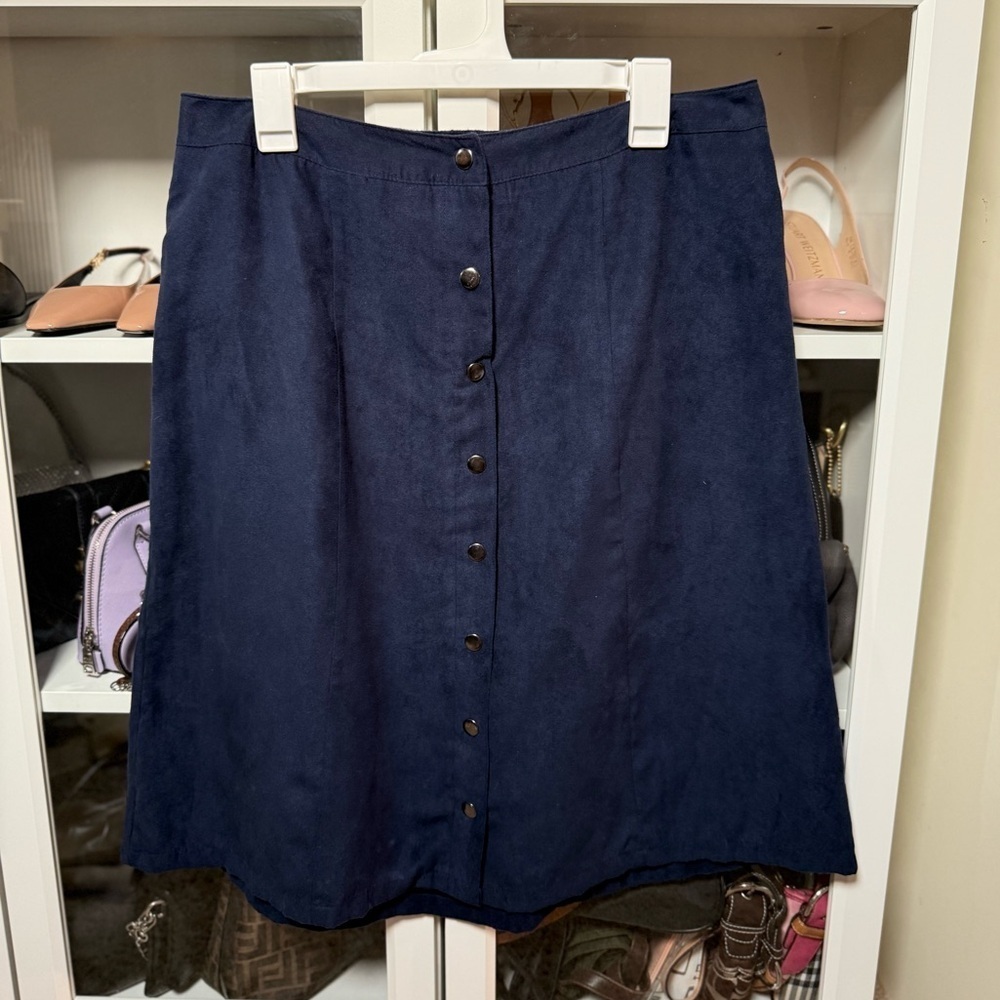 Croft & Barrow Dark Blue Button Down A-Line Skirt Women’s Plus Size 14